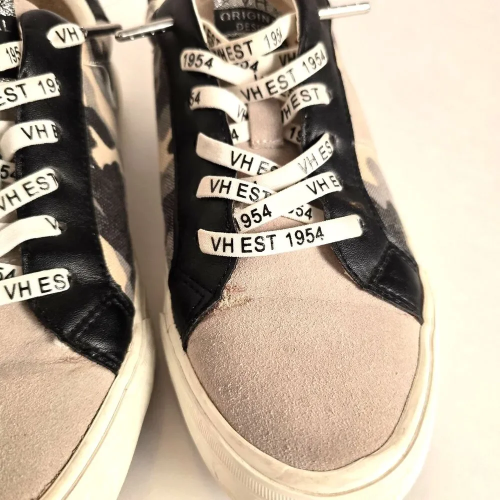 VINTAGE HAVANA Gray Camo Low‑Top Sneakers with VH EST 1954 Logo Laces